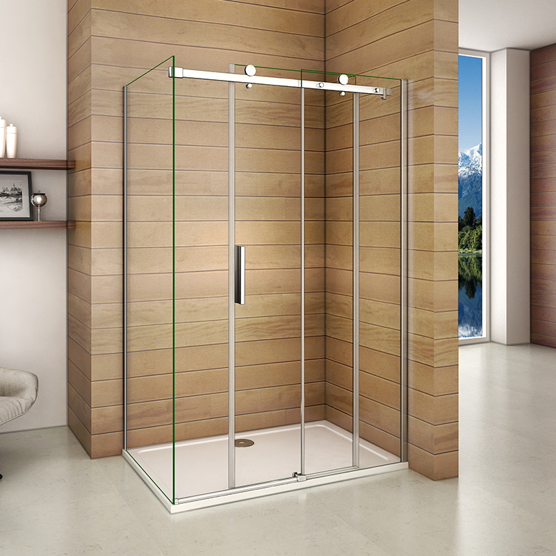 Sliding Shower Door Frameless 110x80 cm Bathroom Walk In Glass Screen